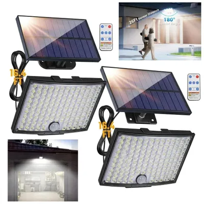Produktbild von 2er-Set Solar-Außenleuchten mit 138 LEDs, Bewegungsmelder, 3 Lichtmodi, IP65, LED-Sicherheitsleuchten