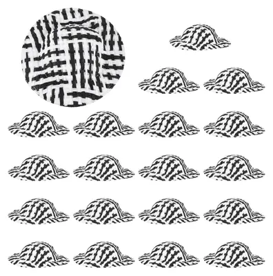 20 Mini-Strohhüte, 5 x 1,5 cm, gewebt, schwarz/weiß