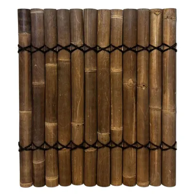 Zdjęcie produktu dla Panel z półokrągłych ciemnobrązowych tyczek bambusowych 90 × 100 cm (płot bambusowy)
