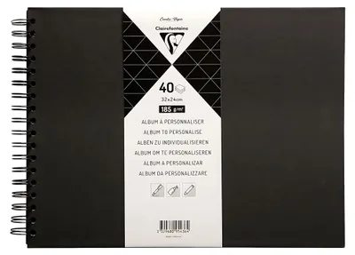 Produktbild von Clairefontaine 95436C, Schwarz, 40 Blätter, Spiralbindung, Schwarz, 320 mm, 240 mm