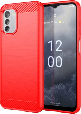 Produktbild von Nokia G60 Hülle, Carbon-Faser TPU Silikon Stoßfest Schutzhülle für Nokia G60 Rot