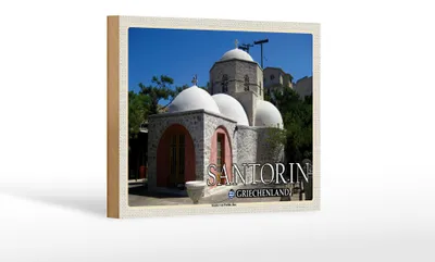 Produktbild von Holzschild Reise 18x12 cm Santorin Griechenland Kloster Profitis