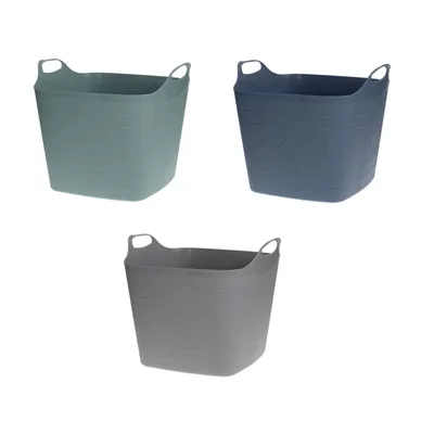 Produktbild von 3x Flexibler Kunststoff Aufbewahrungskorb 25 L Mit Griffe Flexi Korb Tragekorb Haushaltskorb Allzweckkorb