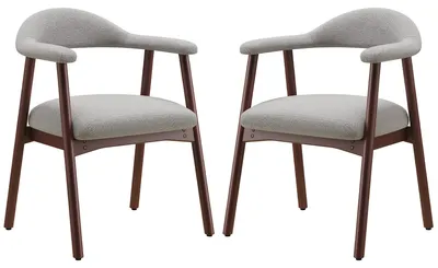 Produktbild von 2er-Set moderne Esszimmerstühle im skandinavischen Stil, bequem gepolsterte Sitzfläche, Massivholzbeine, ergonomisch umschließende Rückenlehne, Grau
