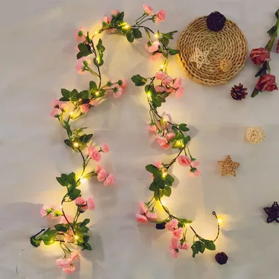 Künstliche Rosen-Lichterkette, 1,8 m, 20 LED, rosa