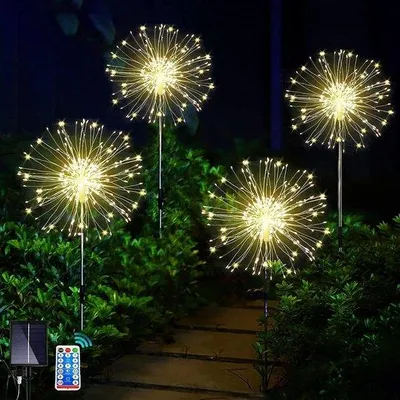 Produktbild von Solar-Gartenleuchten 4x120 LEDs Farbwechsel mit Fernbedienung