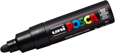 Produktbild von POSCA PC-7M Schwarz, Schwarz, Mehrfarbig, 1 Farben, Tinte auf Wasserbasis, Rundspitze, Rund
