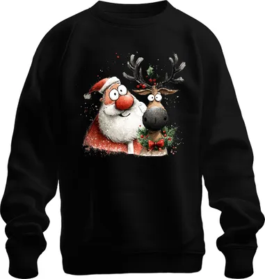 Produktbild von Weihnachtsmann Rentier Rudolph lustig Weihnachten Geschenk Uni Sweatshirt Pullover, Schwarz, S