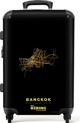 Produktbild von NoBoringSuitcases.com® Großer Koffer - Karte - Stadtplan - Gold - Bangkok - Thailand - Kombinationsschloss TSA - Hartschalen Trolley 4 Rollen - 72 liter - Reisekoffer - 66 cmKoffer Mittelgroß 67x43x25 cm, 72L,