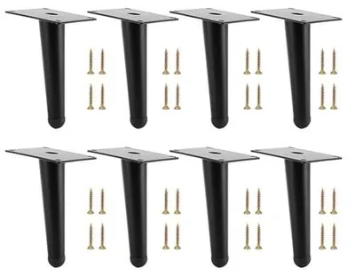 Zdjęcie produktu dla Nóżki meblowe metalowe czarne skośne 15 cm zestaw 8 szt.