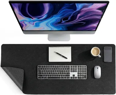 Produktbild von Schreibtischunterlage Filz 90x40 cm, rutschfest, schwarz und grau, für Büro