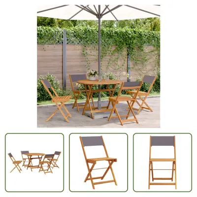 Produktbild von The Living Store 5-tlg. Garten-Essgruppe Stoff und Massivholz Anthrazit