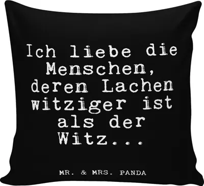 Produktbild von Mr. & Mrs. Panda Deko Kissen Ich liebe die Menschen,... - Schwarz - Geschenk, Freund, Sofakissen, Lustige Sprüche, Dekokissen, Spruch, Kuschel, kuschelkissen 40x40, Sofa