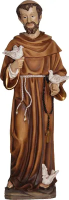 Produktbild von Heiligenfigur Heiliger Franziskus mit Tauben 32 cm Polyresin Deko