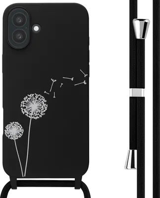 Produktbild von imoshion SilikonHülle design mit Band iPhone 16 Plus - Dandelion Black
