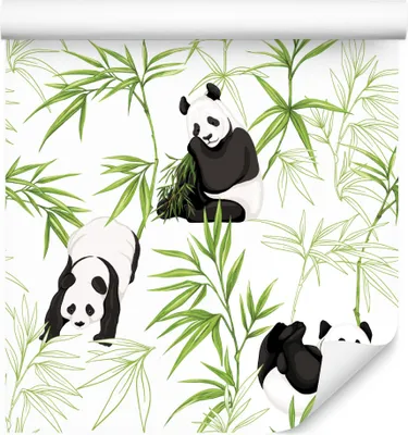 Produktbild von 10m VLIES TAPETE Rolle Pandas Blätter Pflanzen XXL