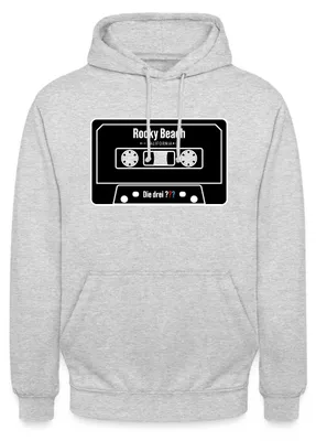 Produktbild von Spreadshirt Die drei Fragezeichen Rocky Beach Kassette Uni Hoodie, XL, Hellgrau meliert