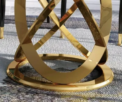 Produktbild von Design Rund Ess Zimmer Stuhl Set Metall Tische Sessel 4x Stühle + Tisch Garnitur