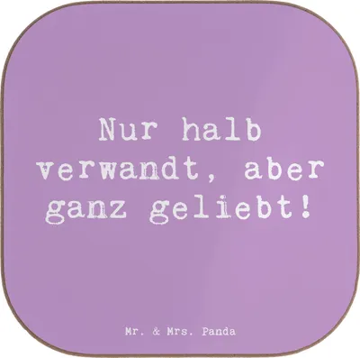 Produktbild von Mr. & Mrs. Panda Getränkeuntersetzer Spruch Halbbruder Liebe - Lavendeltraum - Geschenk, Dankeschön, Familie, Untersetzer Gläser, für, Geschwister, Lächeln, Zusammenhalt