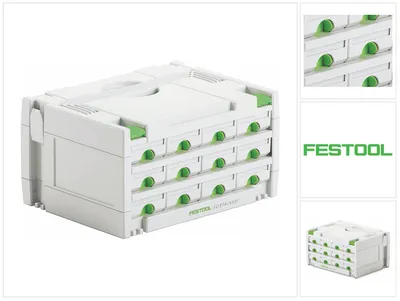 Productafbeelding van Festool Sortainer SYS 3-SORT/12 assortimentskoffer met 12 vakken ( 491986 ) voor schroeven deuvels spijkers