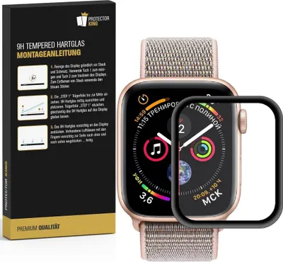 Produktbild von 2x 9H Panzerglas für Apple Watch 4/ 5/ 6 SE 40mm FULL CURVED Displayschutz Panzerfolie Schutzfolie Hartglas Schutzglas Displayglas Tempered Glasfolie Sicherheitsglas Echtglas