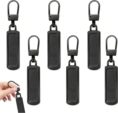 Produktbild von 6 Stück Metall Reißverschluss Zipper, Pull Abnehmbar, Reißverschluss Ersatz Für Geldbörse Kleidung Jacken Jeans Stiefel Und Koffer, Inklusive Reißverschluss Anhänger In Schwarz Ideal Zum Reparieren