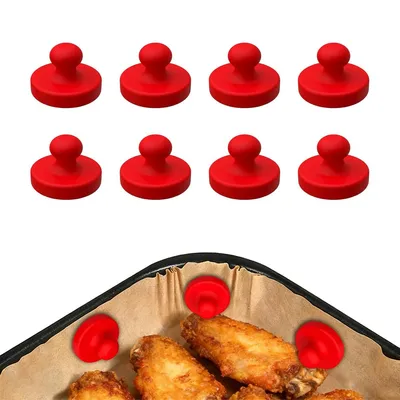 Produktbild von 8magnetische Silikonclips für Heißluftfritteuse,für Backpapier,hitzebeständig,isolieren Papier sicher oder bedecken Lebensmittel (rot)