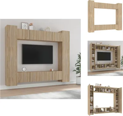 Image de vidaXL Ensemble de 8 meubles TV Chêne Sonoma Matériau dérivé du bois - Meubles TV