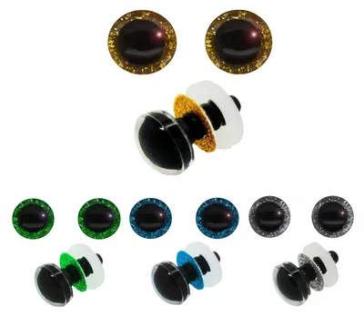 5 Paar Glitzer-Augen Kunststoffauge 20mm Sicherheitsaugen Puppen, Kuscheltiere Farbmix 1