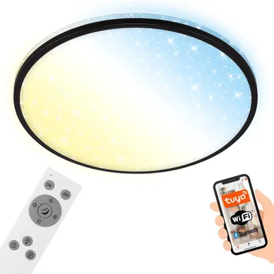 Produktbild von LED Deckenleuchte CCT WiFi Bluetooth Sternendekor 42W schwarz Ø33cm Briloner