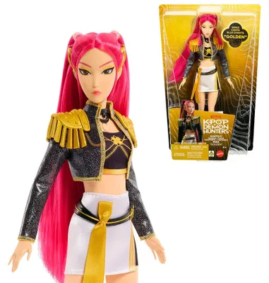 Produktbild von Mattel KPop Demon Hunters HUNTR/X Mira „Golden“ Singende Puppe in abnehmbarem Outfit mit 5 beweglichen Gelenken, Modepuppe, Weiblich, 4 Jahr(e), Mädchen, 350 mm, Mehrfarbig