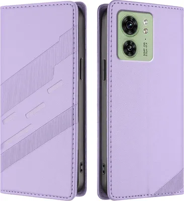 Produktbild von Hülle für Motorola Edge 40, Kunstleder Brieftaschen Handyhülle mit Kartenfach und Standfunktion Violett