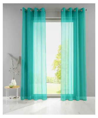 Produktbild von 2er Set Ösengardinen 245x140 cm BlauTürkis Transparent