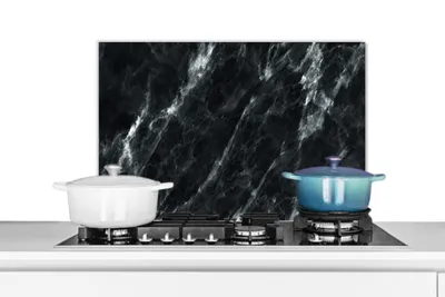 Obrázok produktu pre MuchoWow® Splashback Kuchyňa - Kuchynský backsplash - Ochrana steny pre sporák a drez Mramor - čierny - luxusný 70x50cm Alu-Dibond (alternatíva k
