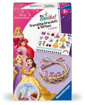 Produktbild von Ravensburger BeCreative 23963 Bastelset Freundschaftsbändchen & Tattoos Disney Prinzessinnen, DIY für Kinder ab 8 Jahren
