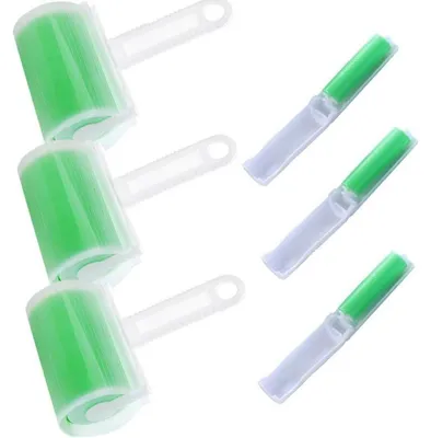 Immagine prodotto di Rullo per la pulizia riutilizzabile, set da 6 pezzi, colore verde, 2 dimensioni, lavabile, in silicone e plastica