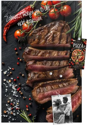 Produktbild von Magnettafel 40x60cm Pinnwand Whiteboard beschreibbar - Gegrilltes Steak Teller