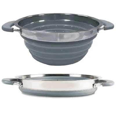 Produktbild von Faltbares Sieb Ø 20 cm Leichtgewichtssieb Campingpsieb Kochgeschirr grau Kamp...