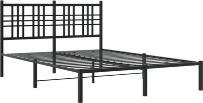 Produktbild von Bettgestell mit Kopfteil Metall Schwarz 120x190 cm