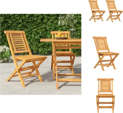 Image de vidaXL Chaises de jardin 2 pcs. Pliable 47x63x90 cm bois massif teck - Chaises de jardin