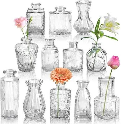 Image de Lot de mini bocaux en verre pour la décoration de table, 12 pièces, aspect vieilli