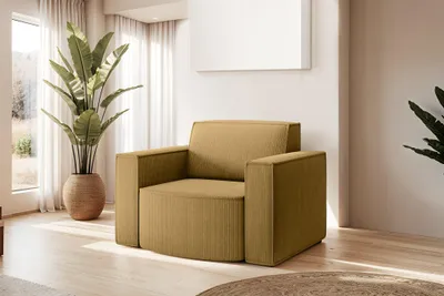 Produktbild von Sessel Designersessel PALMA in Stoff Scala Senfgelb