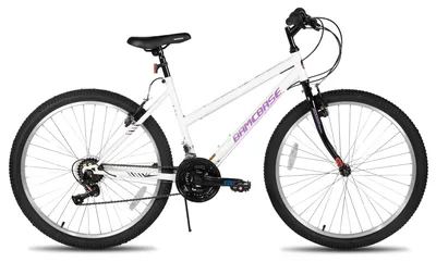 Immagine prodotto di Bicicletta da montagna Damen, taglia 61 cm, modello ibrido da trekking, 18 velocità, telaio rigido, freni a disco V-Brake, unisex, per adulti, colore bianco