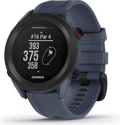 A close-up studio shot of a Garmin Approach S12 golf watch.