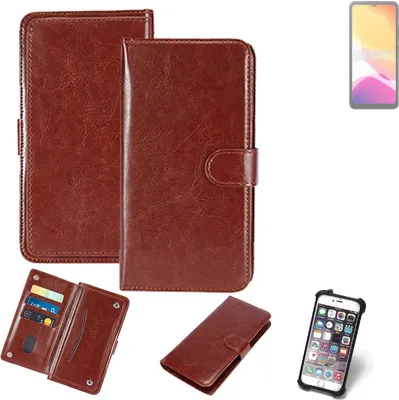 Produktbild von K-S-Trade 360° Hülle kompatibel mit Cubot Note 21 braun Kunstleder Case BookCase WalletCase Kunstlederederhülle Handyhülle, Rundumschutz Bumper