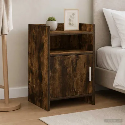 Immagine prodotto di Maison Exclusive - Comodini in legno massello di quercia affumicata, dimensioni 40 x 36 x 60 cm