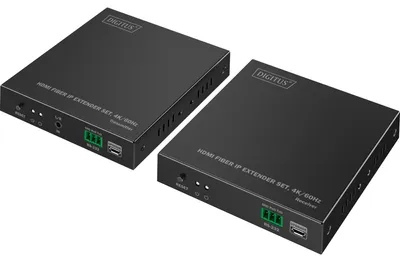 Produktbild von DIGITUS Extender Set HDMI Fiber IP 4K/60Hz schwarz