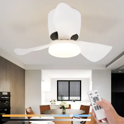 Obrázek produktu pro ZMH Stropní ventilátor s osvětlením Stmívatelné tiché 70CM LED stropní svítidlo s ventilátorem a dálkovým ovládáním Moderní 23W bílé svítidlo do obývacího pokoje s ventilátorem Letní/Zimní 6stupňový časovač do jídelny