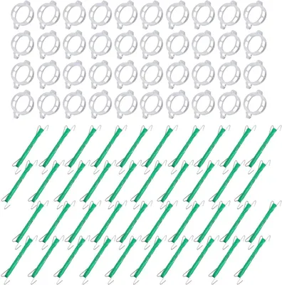 Produktbild von Tomaten-Schnurhaken mit Schnur und quetschgeschützten Stützclips | 40-teilige Rankhaken für Kletterpflanzen, Blumen, Rankobst, Gurken, Paprika und Weinreben im Garten und auf der