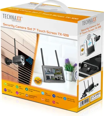 Produktbild von Technaxx TX-128, IP-Sicherheitskamera, Draußen, Kabelgebunden, Extern, Tisch/Wand, Schwarz
